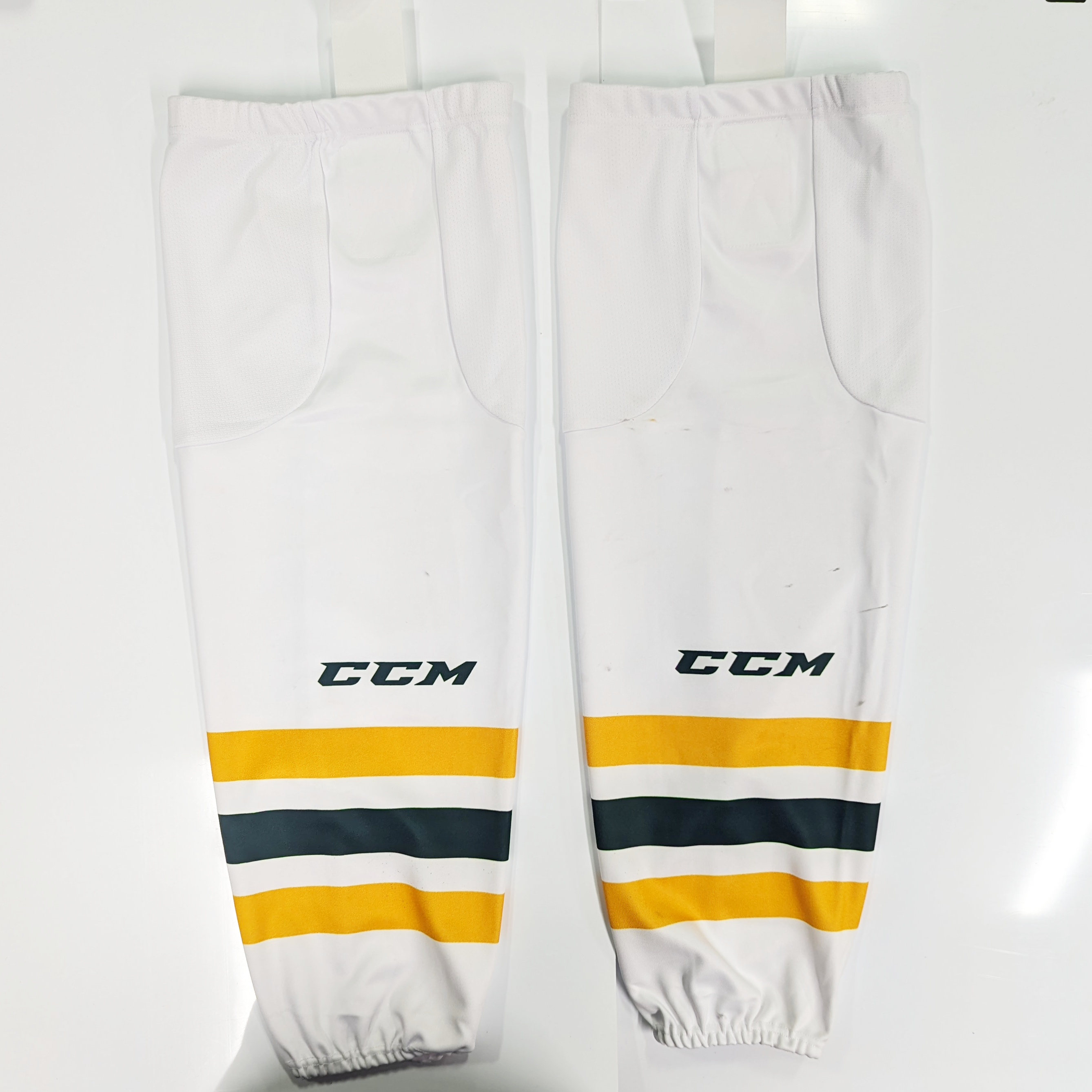 NCAA - Chaussettes de hockey CCM d'occasion (blanches/jaunes/vertes)